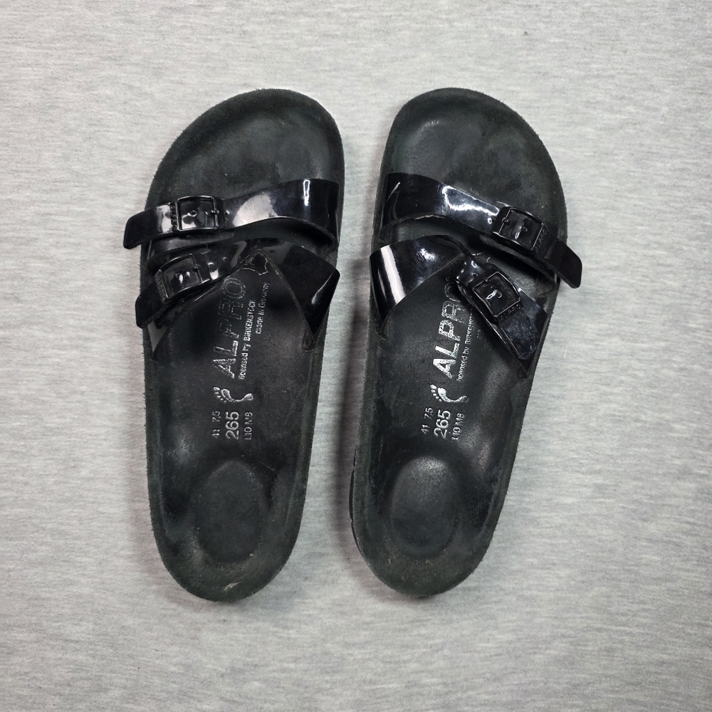 Alpro Birckenstock Black Slide Buckle Sandals Size 10 Ladies Or 8 Mens